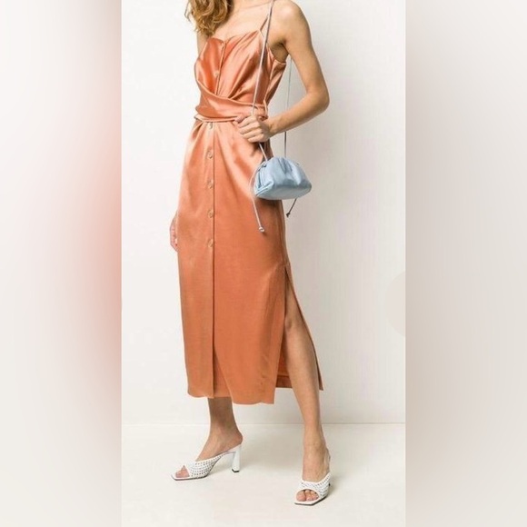NANUSHKA DRAPED WAIST DRESS - ORANGE - Picture 1 of 11
